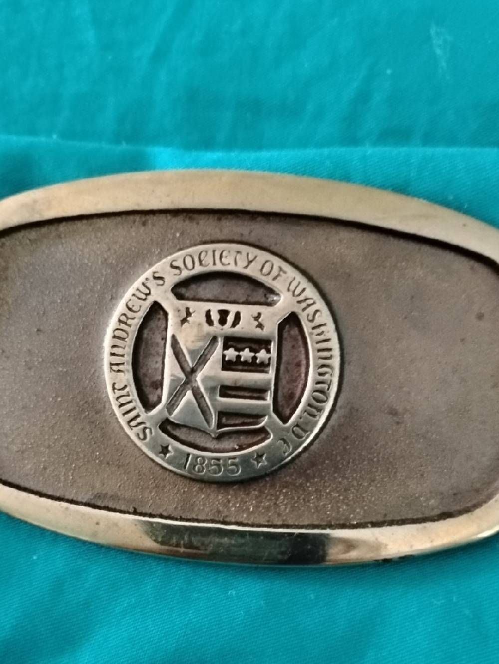 Solid Brass Belt Buckle St. Andrews Society Of Washington DC 1855